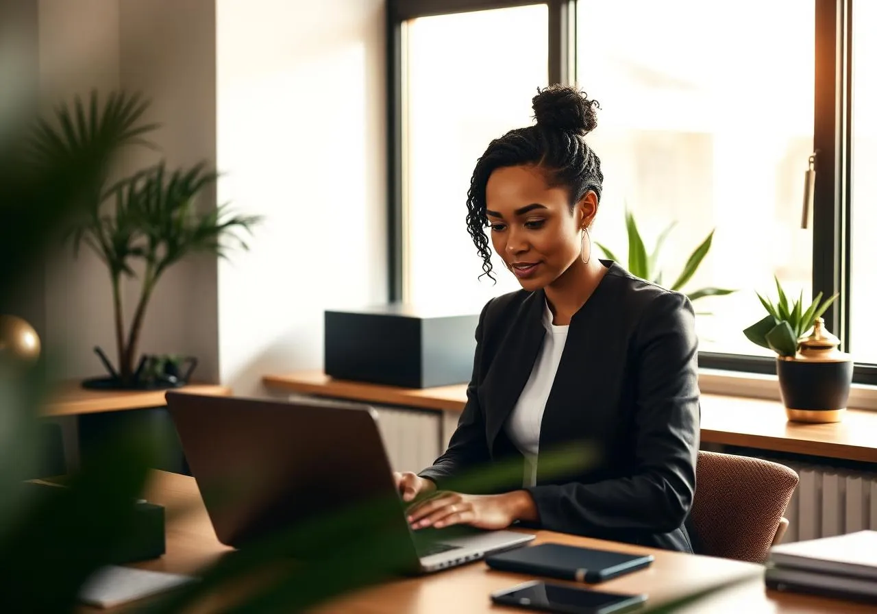 South African business owner reviewing marketing analytics
